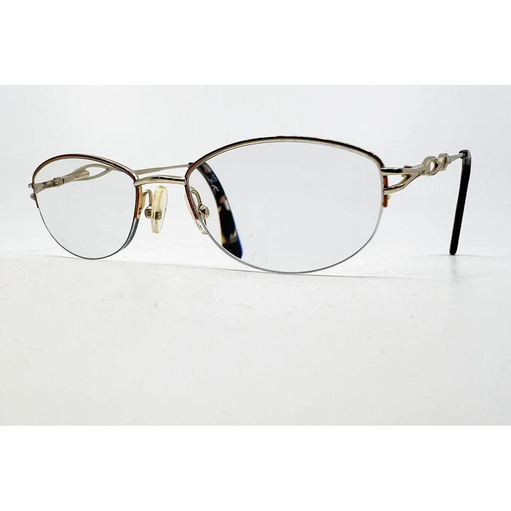 Visage Eyeglasses Frames Womens Gold Half Rim Oval LT50704521 50-17-140